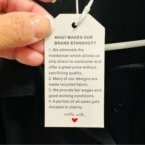 Verdusa Women's Casual Sleeveless Collar Button Down Black Shirt Blouse Sz Large - Picture 8 of 9